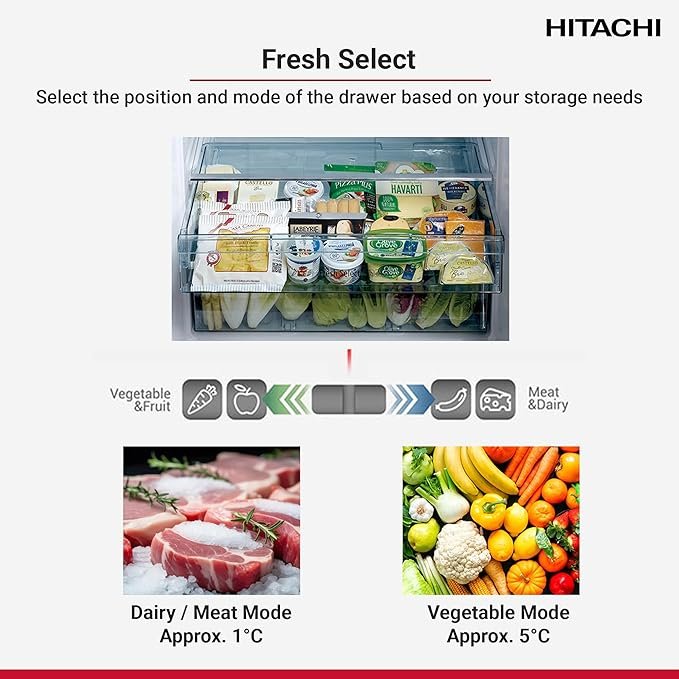 ثلاجة هيتاشي اربع ابواب 19 قدم خاصية Fresh Select