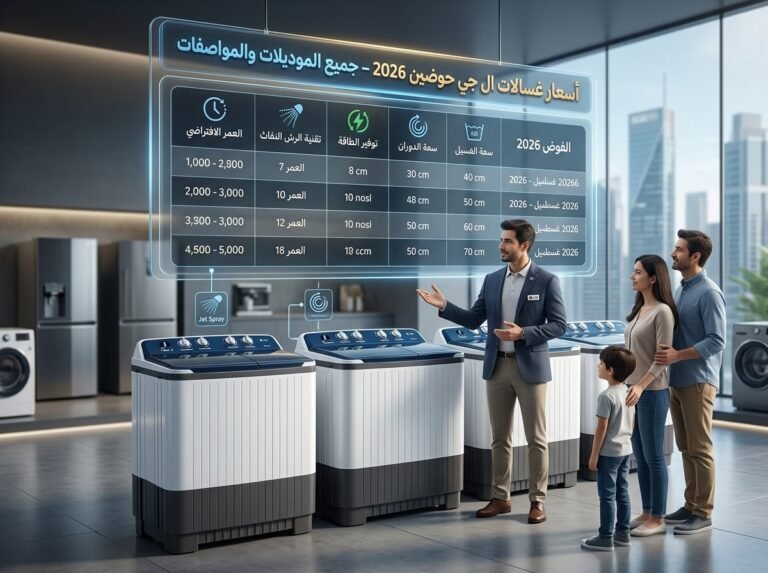 أسعار غسالات ال جي حوضين 2026 – جميع الموديلات والمواصفات