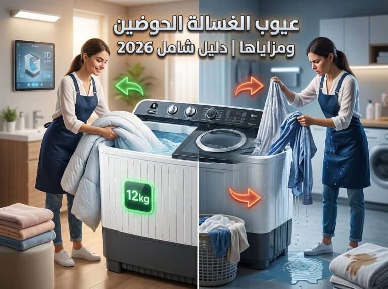 عيوب الغسالة الحوضين ومزاياها | دليل شامل 2026