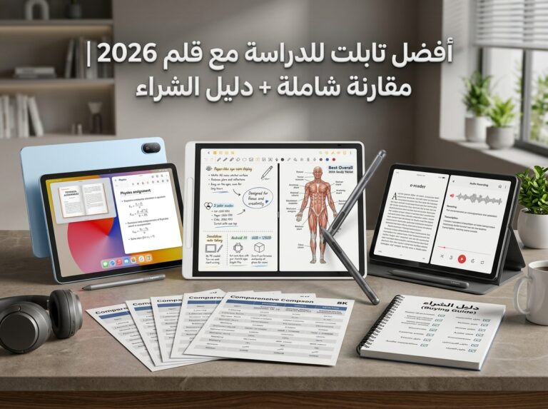 أفضل تابلت للدراسة مع قلم 2026 | مقارنة شاملة + دليل الشراء