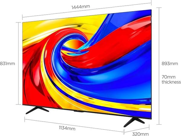 تلفاز TCL 65 أبعاد الشاشة
