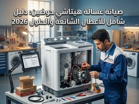 أعطال غسالة هيتاشي حوضين وحلولها - فحص المحرك والتوصيلات