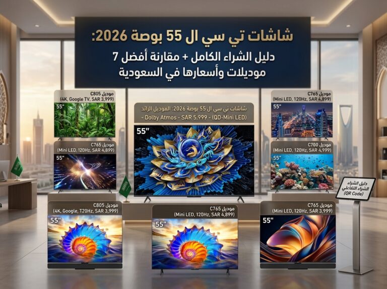 شاشات تي سي ال 55 بوصة 2026: دليل الشراء الكامل + مقارنة أفضل 7 موديلات وأسعارها في السعودية