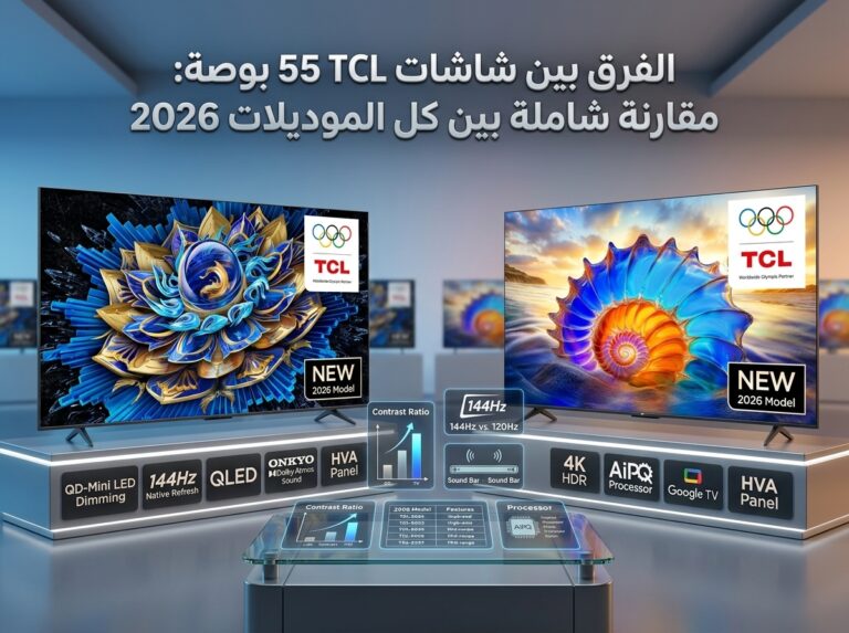 الفرق بين شاشات TCL 55 بوصة: مقارنة شاملة بين كل الموديلات 2026