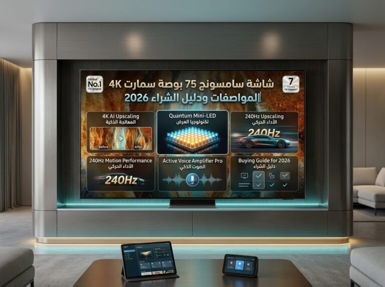 شاشة سامسونج 75 بوصة سمارت 4K: الدليل الشامل للمواصفات والسعر والشراء (2026)