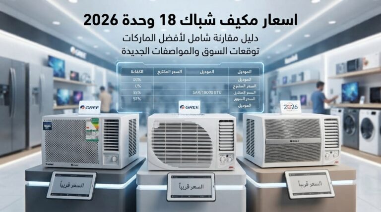 اسعار مكيف شباك 18 وحدة في السعودية 2026 (مقارنة شاملة لكل الماركات)