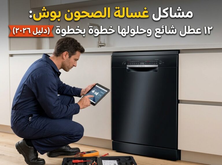 مشاكل غسالة الصحون بوش: ١٢ عطل شائع وحلولها خطوة بخطوة (دليل ٢٠٢٦)